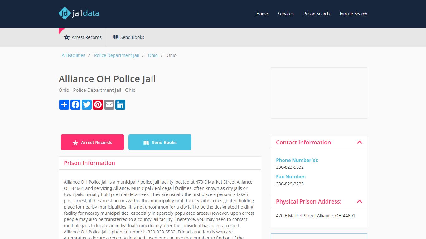 Alliance OH Police Jail Inmate Search and Prisoner Info - Alliance, OH